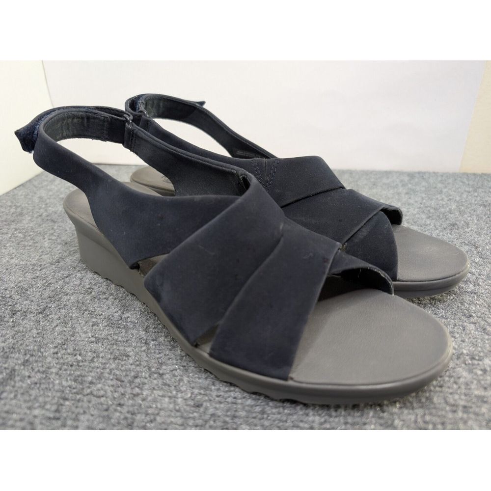 Clark's Cloudsteppers Caddell Bright Sandals Womens Size 11 M Black Slingback
